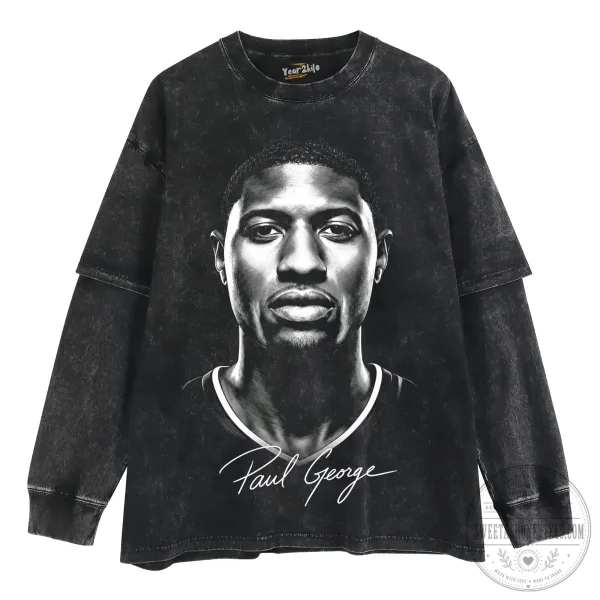 Paul George Basketball Player Portrait Graphic T-Shirt