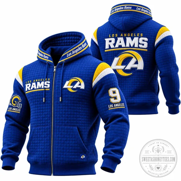 Los Angeles Rams Royal Blue Quilted Full-Zip Hoodie