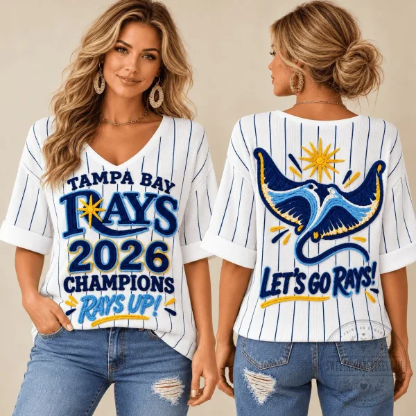 Tampa Bay Rays 2026 Champions Baseball Fan V-Neck T-Shirt