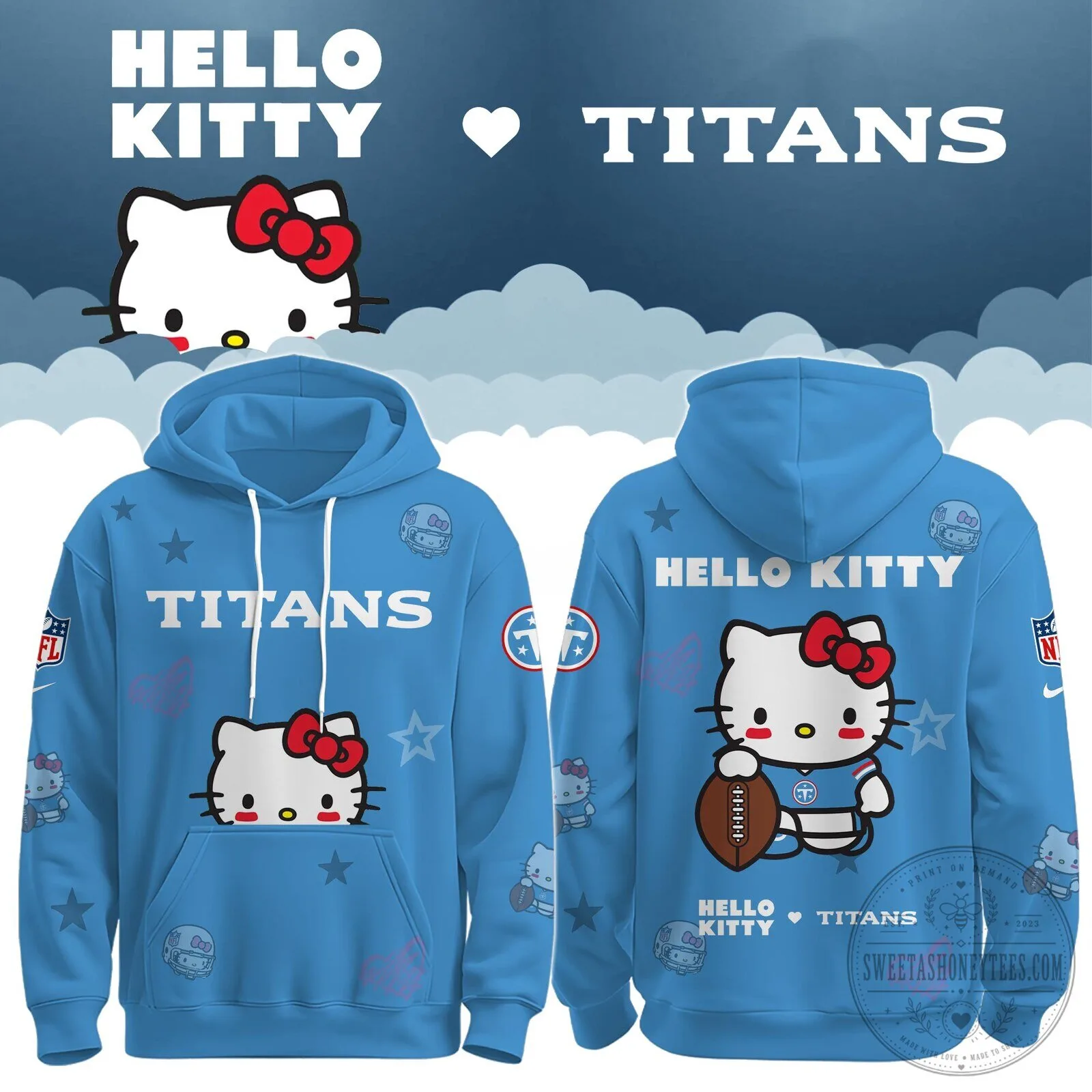 Hello Kitty Tennessee Titans Football Team Light Blue Hoodie 1 Hello Kitty Tennessee Titans Football Team Light Blue Hoodie