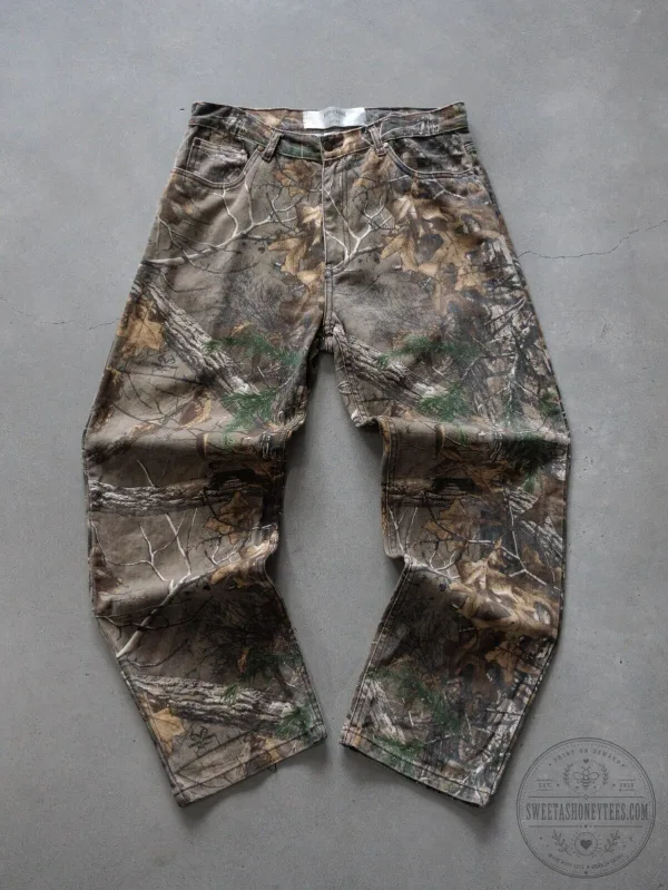 Vintage Realtree Camouflage Hunting Pants for Men, Brown Woodland Design