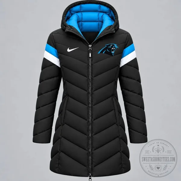 Carolina Panthers NFL Football Team Logo Black Puffer Jacket