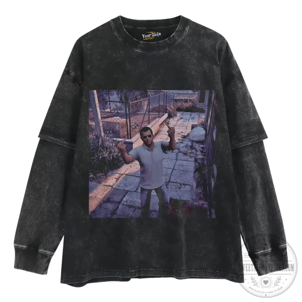 Michael De Santa Grand Theft Auto V Video Game Character Black T-Shirt
