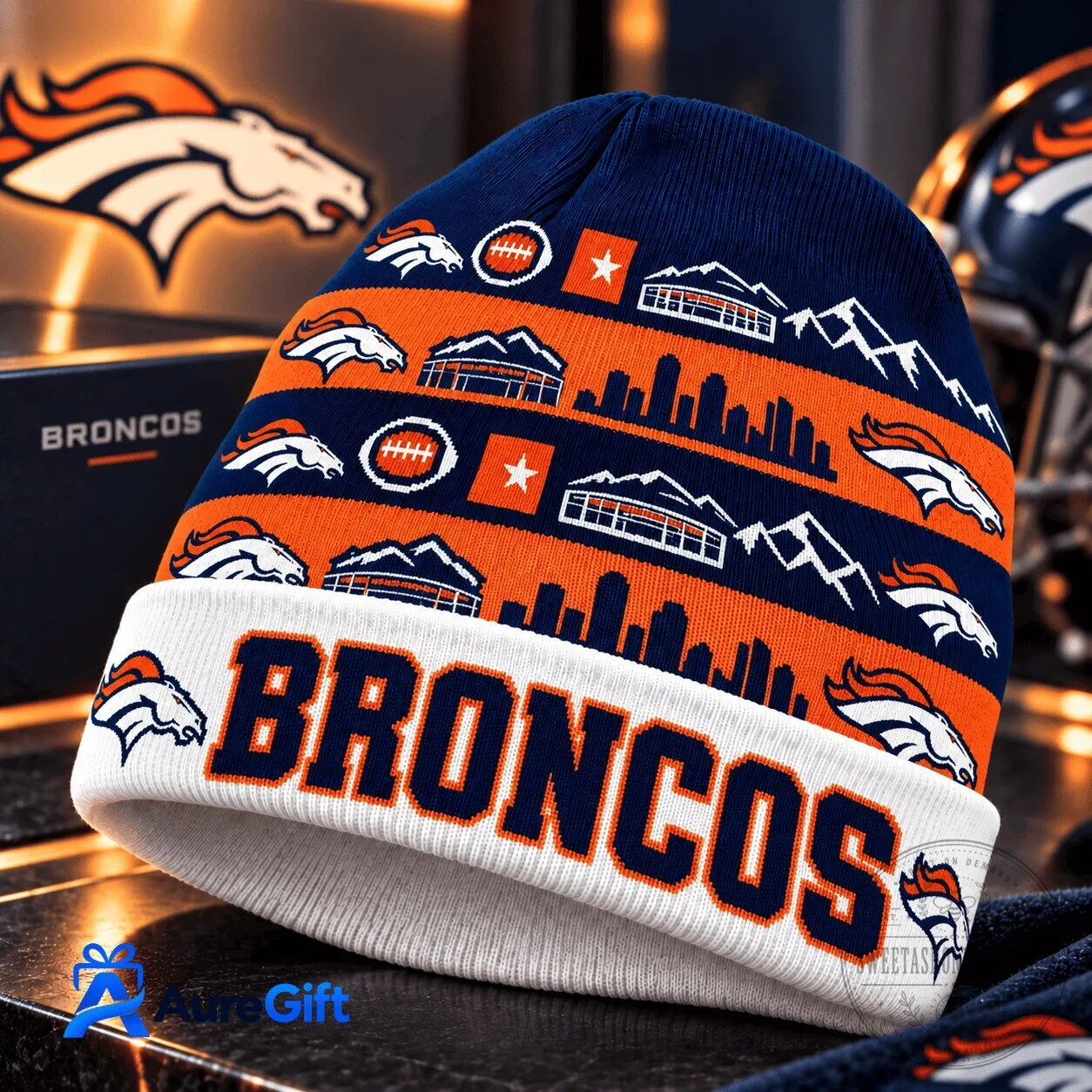Denver Broncos NFL Football Team Winter Knit Beanie Hat 1 Denver Broncos NFL Football Team Winter Knit Beanie Hat