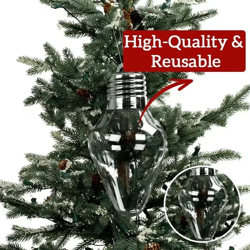 Christmas Light Bulb Shaped Clear Plastic Candy Gift Jar Container 8 Christmas Light Bulb Shaped Clear Plastic Candy Gift Jar Container