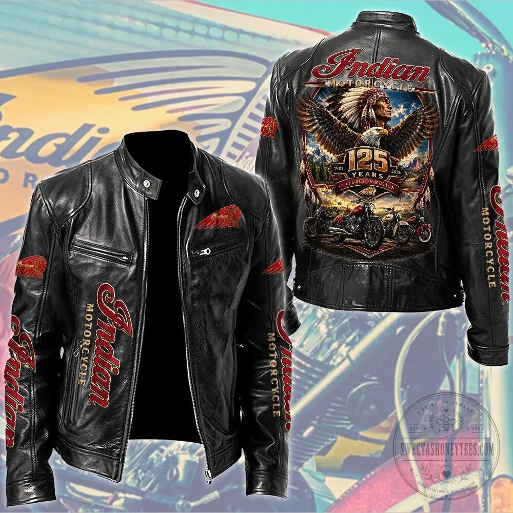 Indian Motorcycle 125th Anniversary Eagle Design Black Leather Jacket 1 Indian Motorcycle 125th Anniversary Eagle Design Black Leather Jacket