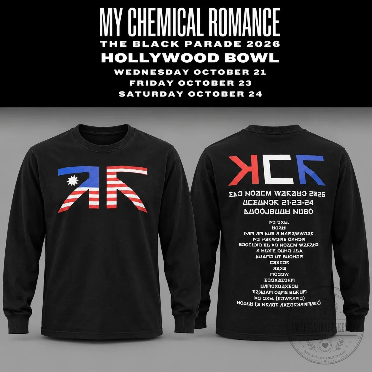 My Chemical Romance The Black Parade Hollywood Bowl 2026 Long Sleeve T-Shirt 1 My Chemical Romance The Black Parade Hollywood Bowl 2026 Long Sleeve T-Shirt