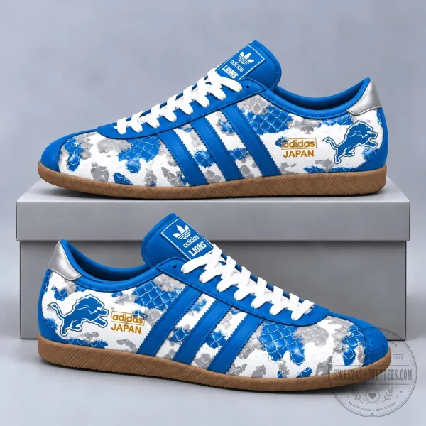 Detroit Lions NFL Japan Edition Blue and White Floral Print Casual Sneakers