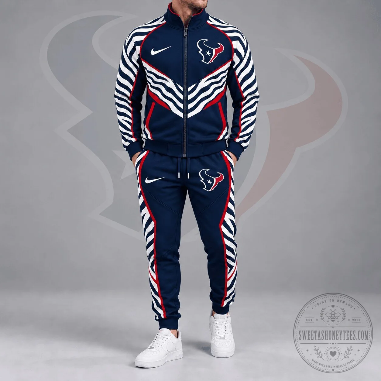 Houston Texans NFL Dynamic Tiger Stripe Print Full Zip Track Jacket 1 Houston Texans NFL Dynamic Tiger Stripe Print Full Zip Track Jacket