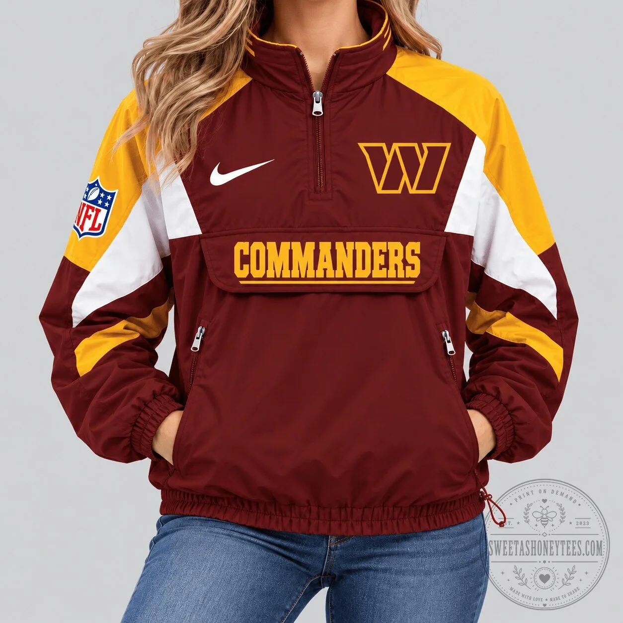 Washington Commanders NFL Half-Zip Pullover Anorak Jacket 1 Washington Commanders NFL Half-Zip Pullover Anorak Jacket
