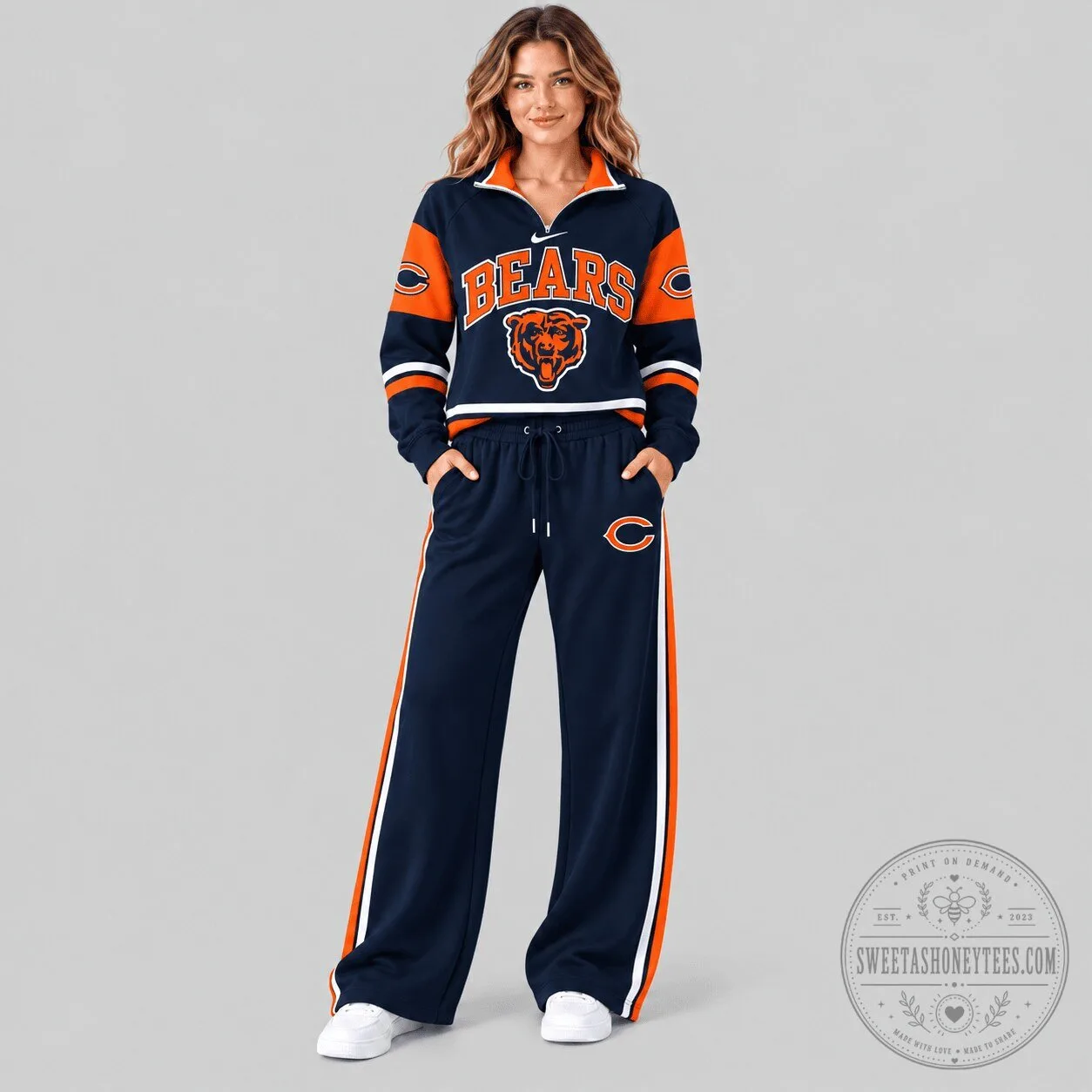 Chicago Bears National Football League Quarter Zip Wide Leg Pants Set 1 Chicago Bears National Football League Quarter Zip Wide Leg Pants Set