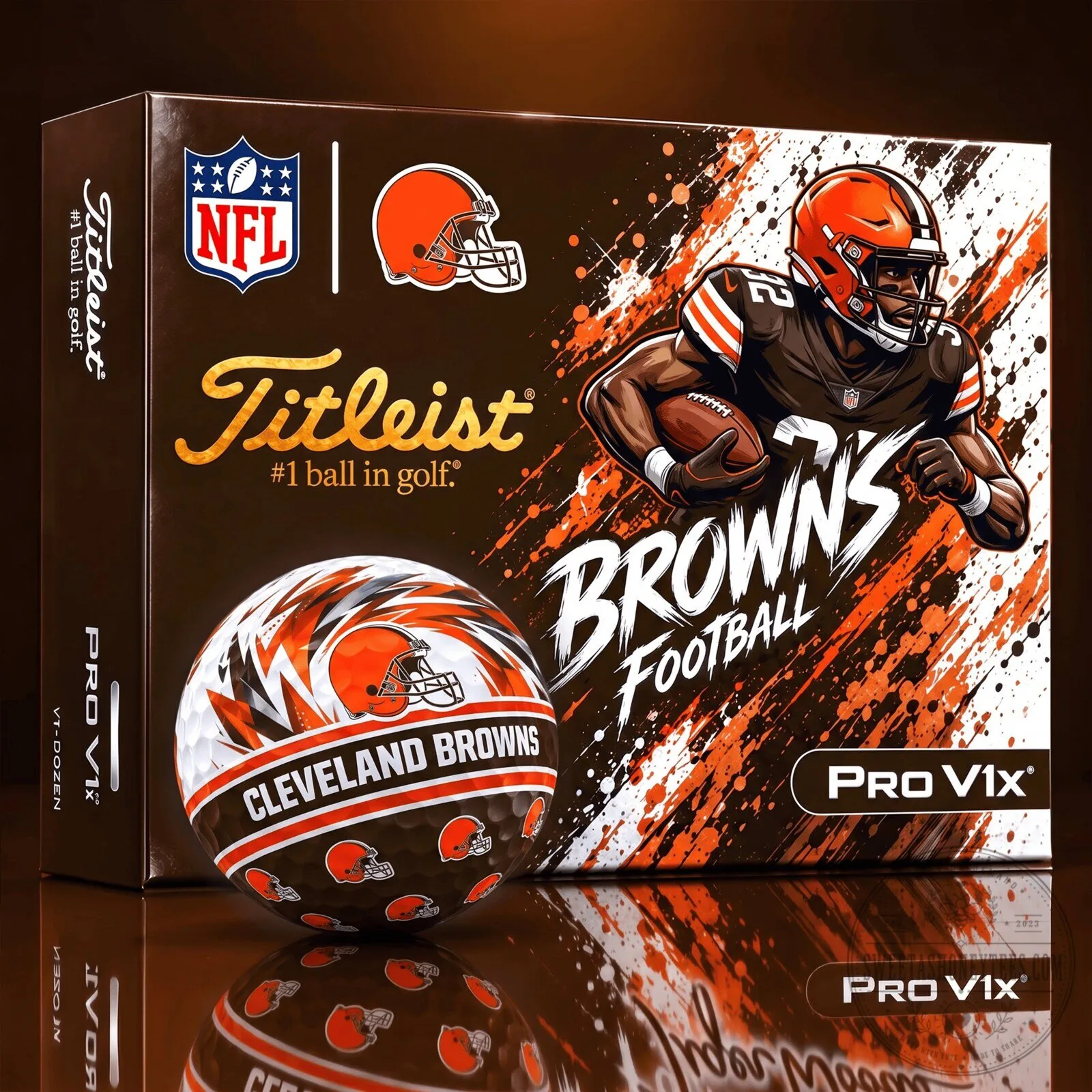 Cleveland Browns Football Team Logo Titleist Golf Balls 1 Cleveland Browns Football Team Logo Titleist Golf Balls