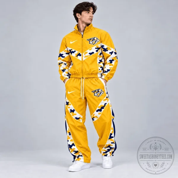 Nashville Predators Urban Camo Chevron Full Zip Windbreaker Jacket