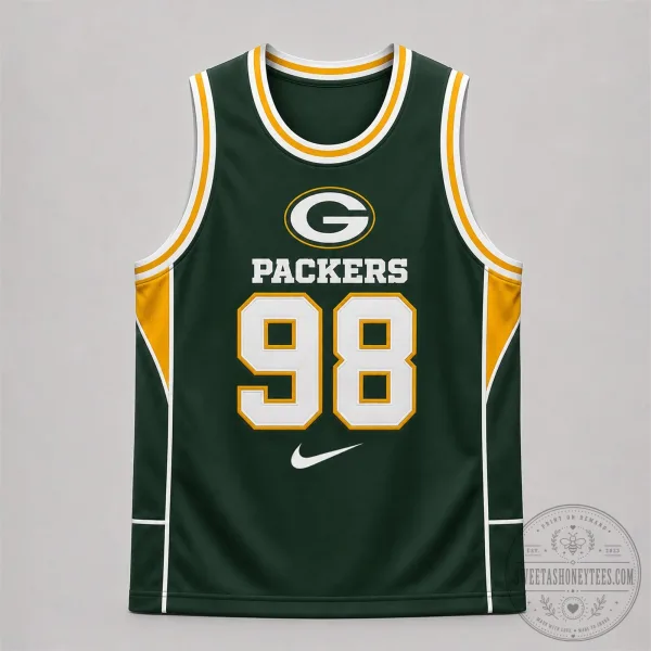 Green Bay Packers NFL Basketball Jersey Custom Number 98 Tank Top