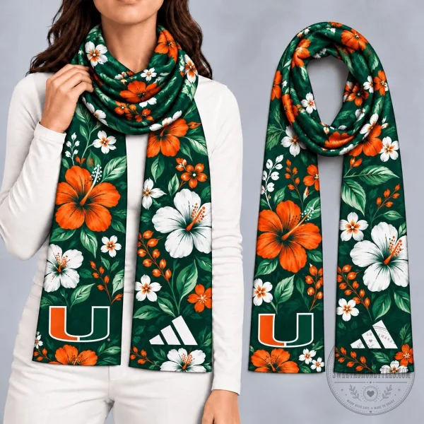 Miami Hurricanes Floral Game Day Scarf NCAA College Football Fan Apparel