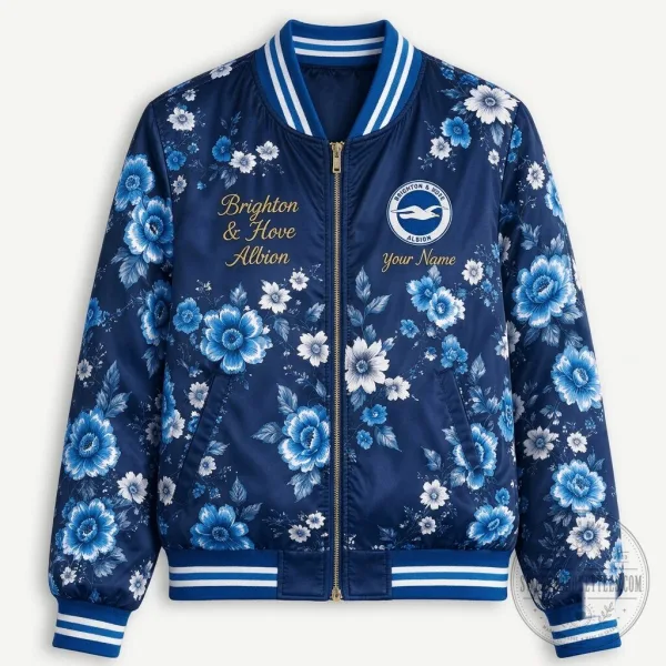 Brighton & Hove Albion Women's Floral Print Personalized Bomber Jacket