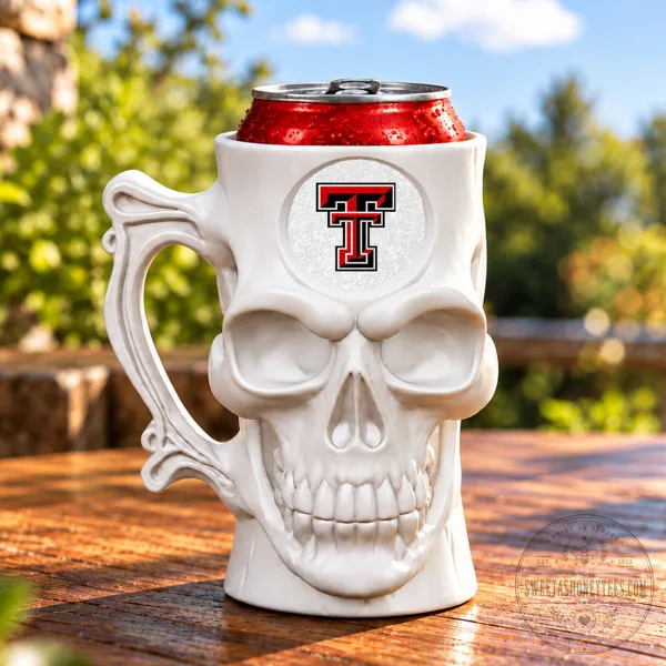 Texas Tech Red Raiders Skull Can Holder Insulated Drink Cooler Mug
