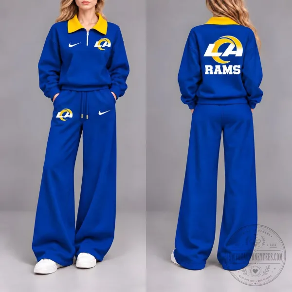 Los Angeles Rams NFL Team Pride Quarter-Zip Pullover and Wide-Leg Pants Set