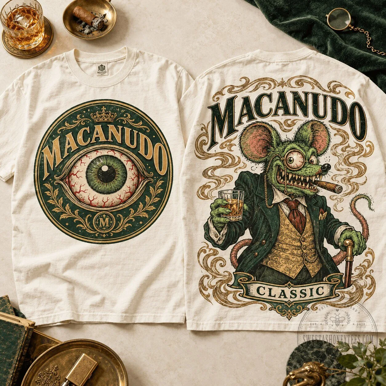 Macanudo Rat Fink Cigar Lover's Classic Eye Graphic T-Shirt 1 Macanudo Rat Fink Cigar Lover