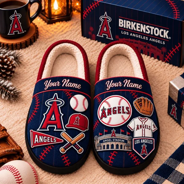 Los Angeles Angels Baseball Personalized Name Game Day Slippers