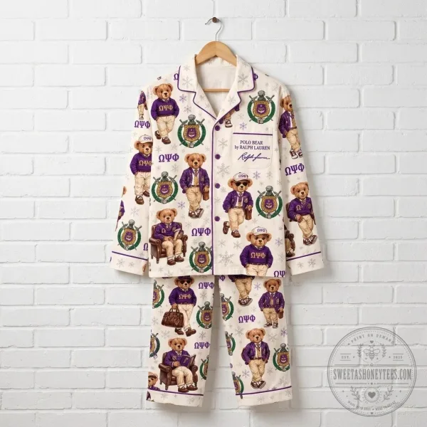 Christmas Pajamas Set featuring Ralph Lauren's Polo Bear and Omega Psi Phi Fraternity 4 Christmas Pajamas Set featuring Ralph Lauren's Polo Bear and Omega Psi Phi Fraternity