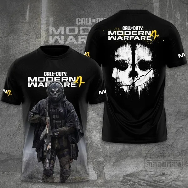 Call of Duty Modern Warfare Video Game Skull Graphic T-Shirt