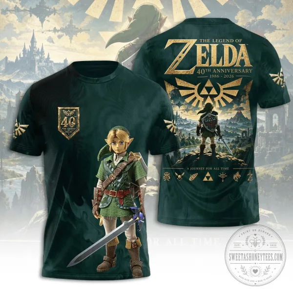 40th Anniversary Link Adventure T-Shirt from The Legend of Zelda Video Game
