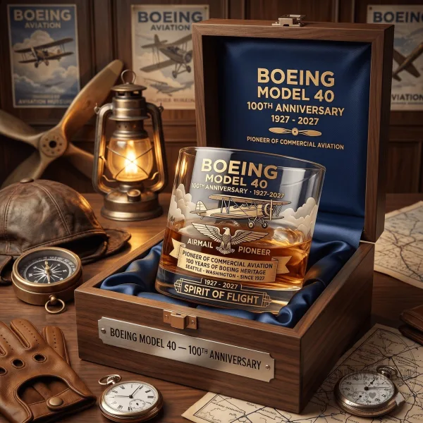 Boeing Model 40 100th Anniversary Pioneer of Commercial Aviation Drinking Glass