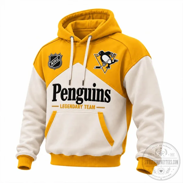 Pittsburgh Penguins Legendary Team Gold and White NHL Fan Hoodie