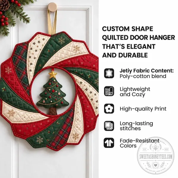 Beach Snowman Christmas Tree Shaped Quilted Door Hanger for Summer Holiday 2 Beach Snowman Christmas Tree Shaped Quilted Door Hanger for Summer Holiday