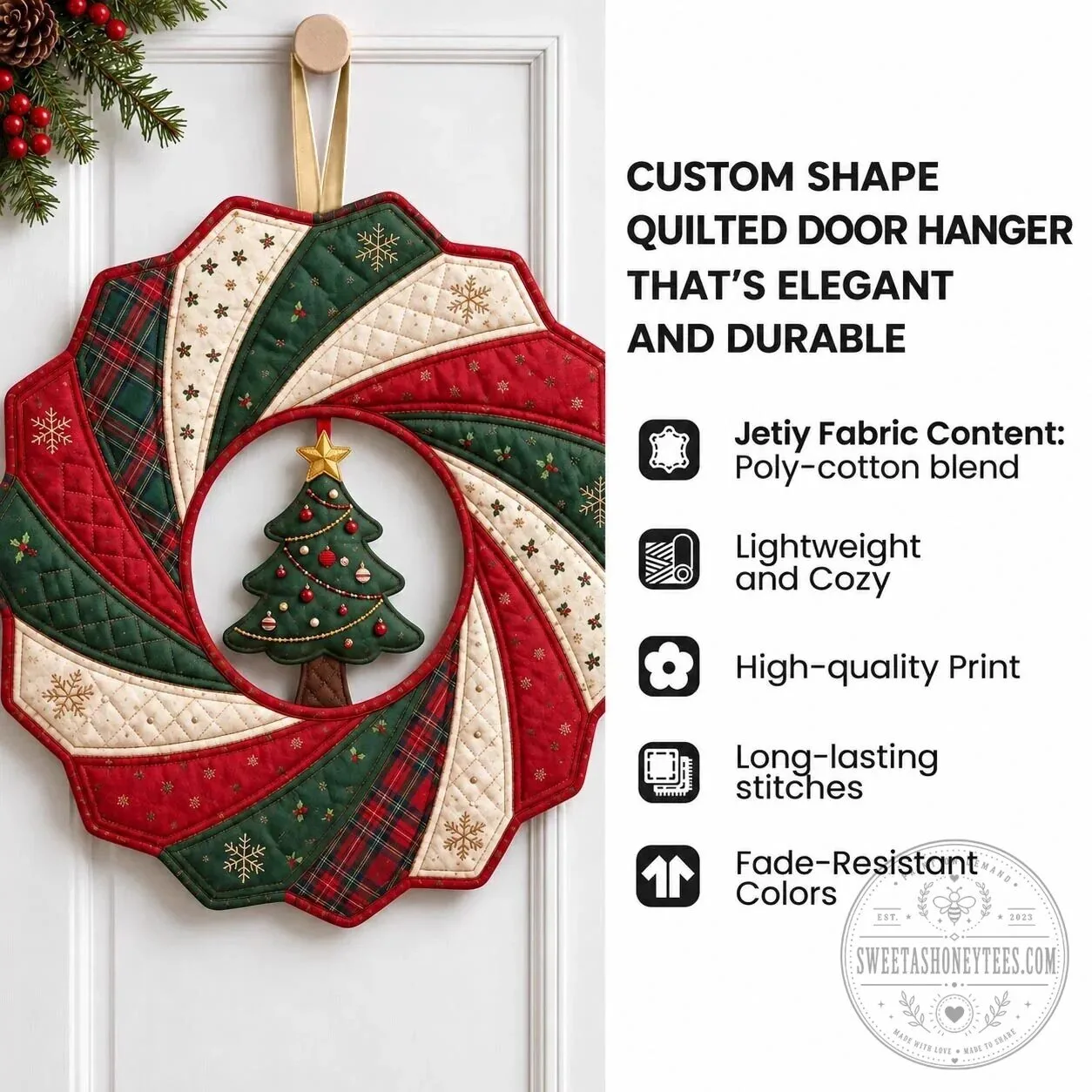 Beach Snowman Christmas Tree Shaped Quilted Door Hanger for Summer Holiday 6 Beach Snowman Christmas Tree Shaped Quilted Door Hanger for Summer Holiday