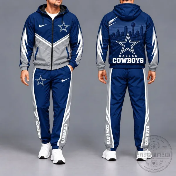 Dallas Cowboys Nike Inspired Tracksuit Full-Zip Hooded Jacket and Pants Set