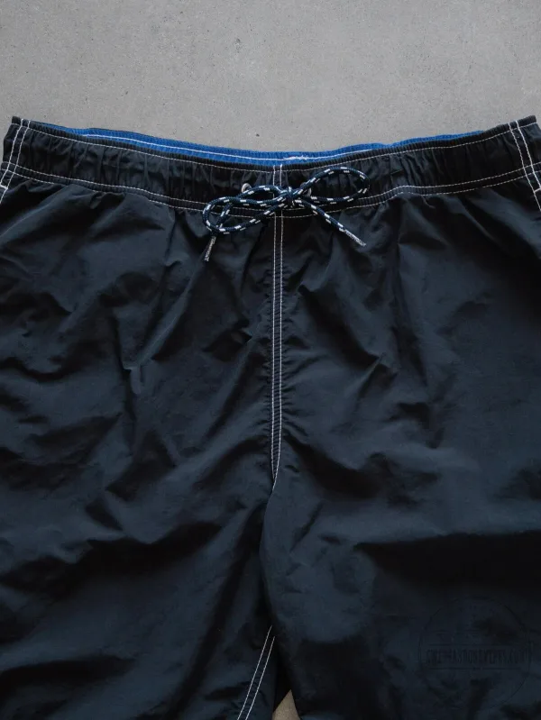 Vintage Nautica Black Swim Trunks with White Stitching and Logo