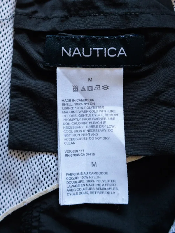 Vintage Nautica Black Swim Trunks with White Stitching and Logo