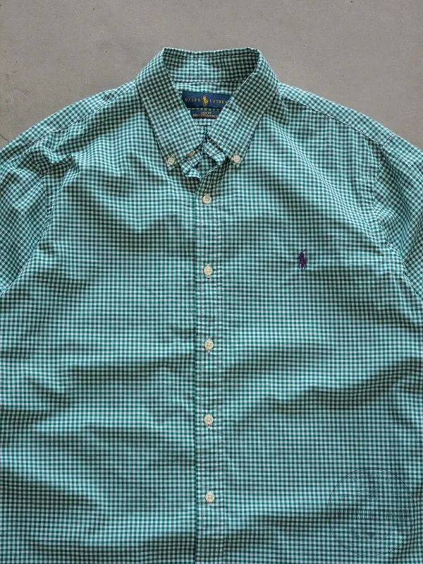 Ralph Lauren Green Gingham Long Sleeve Button Down Shirt 1 Ralph Lauren Green Gingham Long Sleeve Button Down Shirt