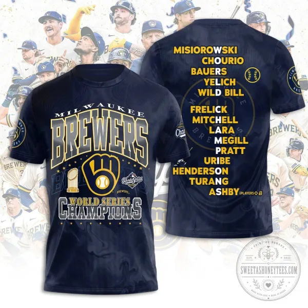 2026 World Series Champions T-Shirt - Milwaukee Brewers Team Roster Design
