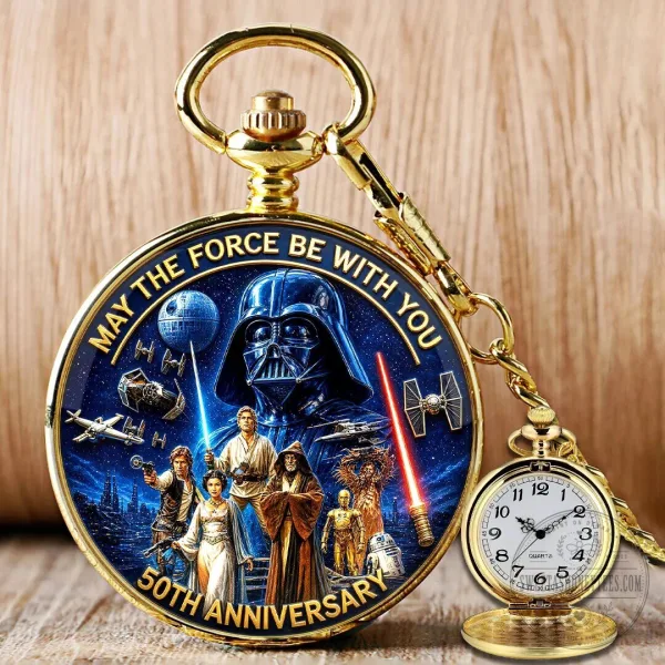 50th Anniversary Gold Pocket Watch - May The Force Be With You from Star Wars