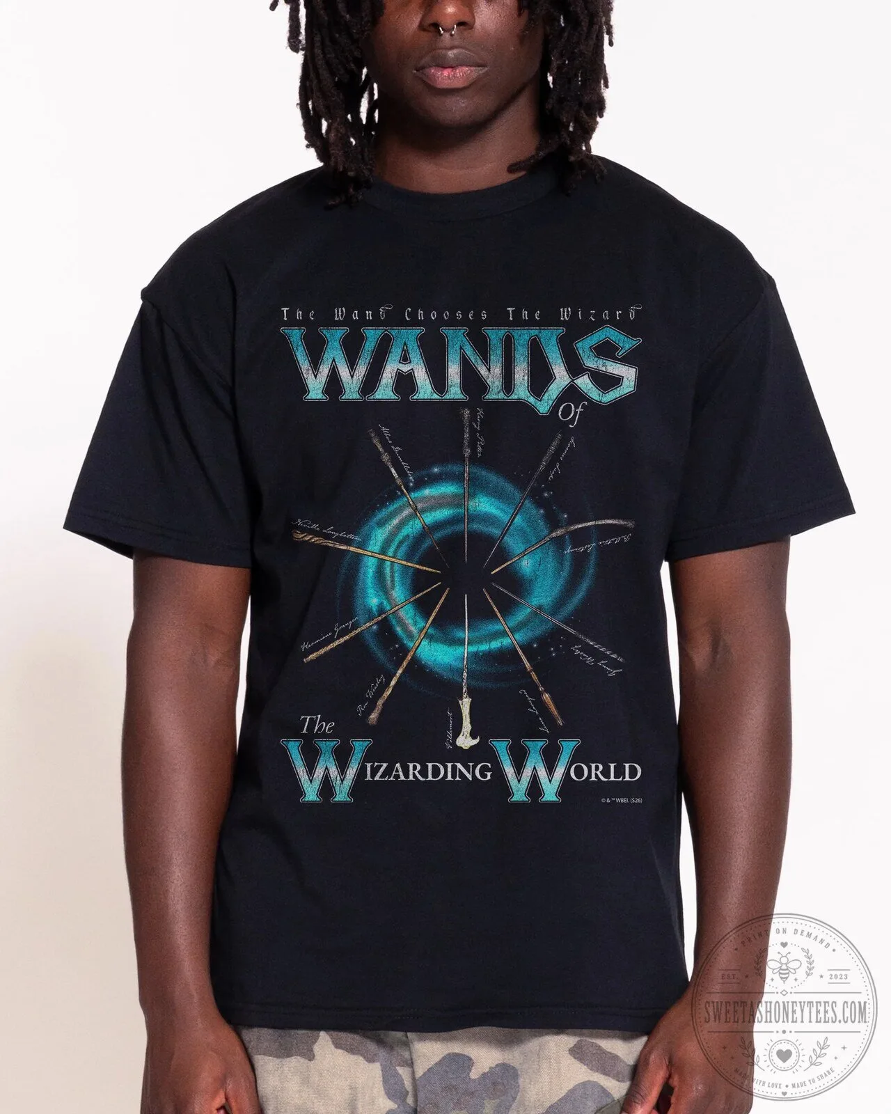 Harry Potter Wands of The Wizarding World Black T-Shirt 4 Harry Potter Wands of The Wizarding World Black T-Shirt