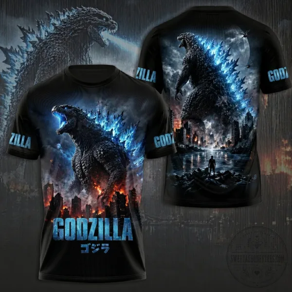 Godzilla King of the Monsters City Destruction All-Over Print T-Shirt