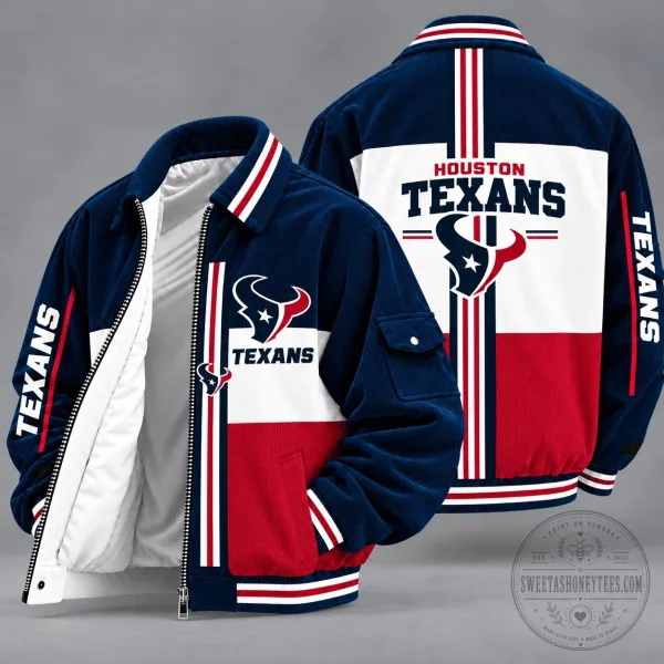 Houston Texans Heritage Vertical Stripe Colorblock Classic Jacket