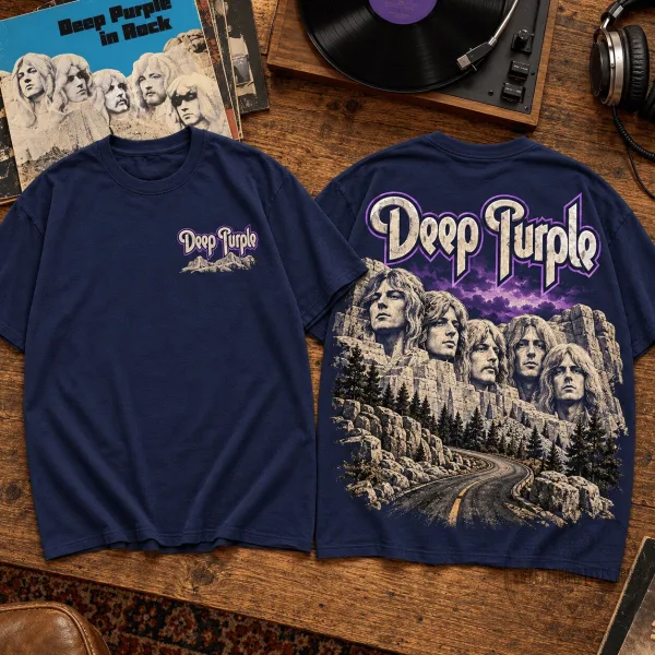 Deep Purple Mount Rushmore Portrait Classic Rock Band Graphic T-Shirt