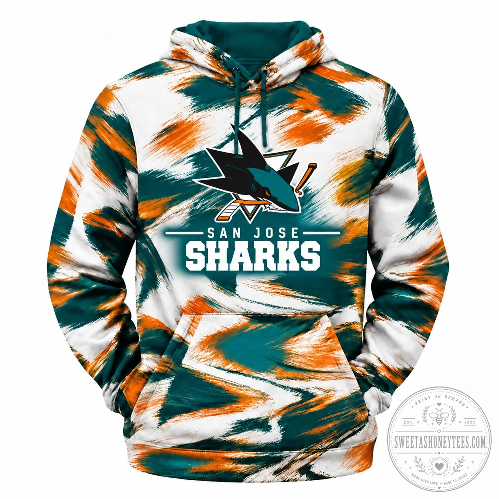 San Jose Sharks NHL Hockey Team Logo All-Over Print Fan Hoodie 1 San Jose Sharks NHL Hockey Team Logo All-Over Print Fan Hoodie