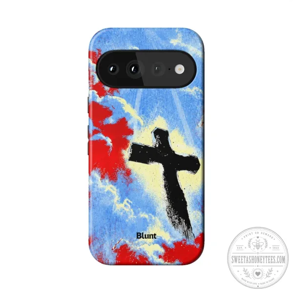 Risen Pixel Christian Cross Religious Art Phone Case