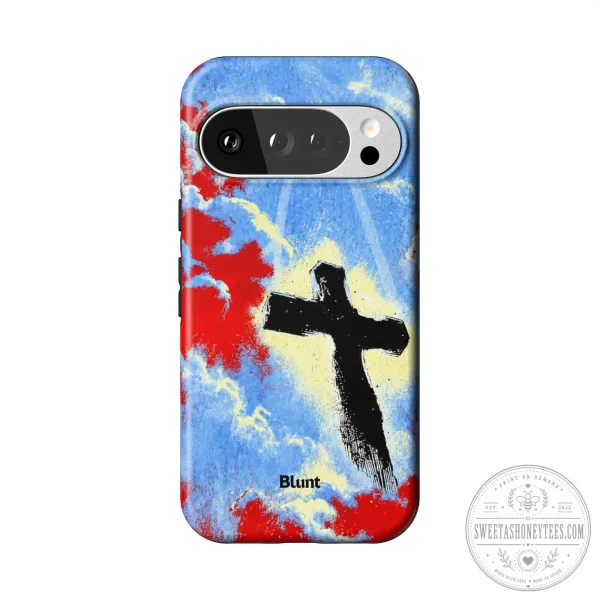 Risen Pixel Christian Cross Religious Art Phone Case